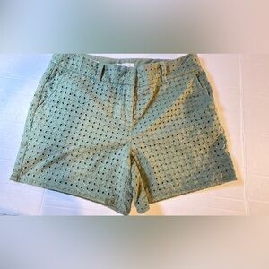 LOFT Olive Eyelet Cotton Shorts